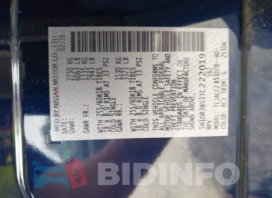 5N1DR3BS3TC222019 Photo# 9
