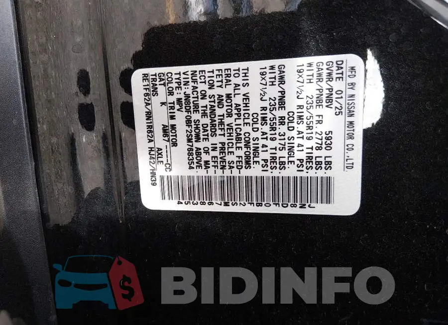 JN8DF0BF2SM768354 Photo# 9