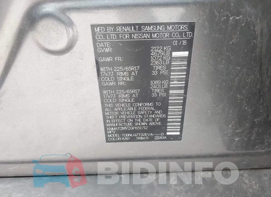KNMAT2MV2GP651712 Photo# 9