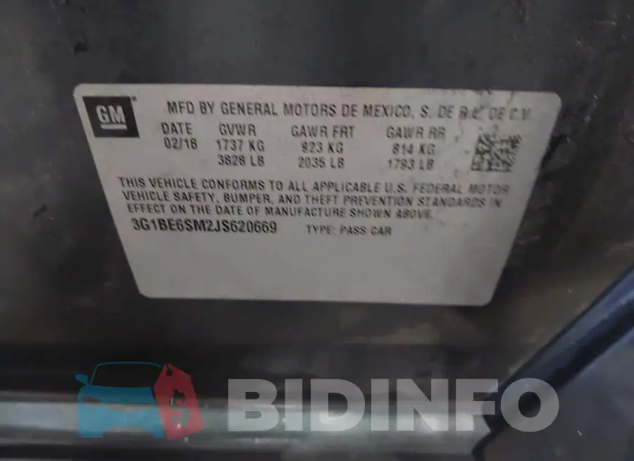 3G1BE6SM2JS620669 Photo# 9