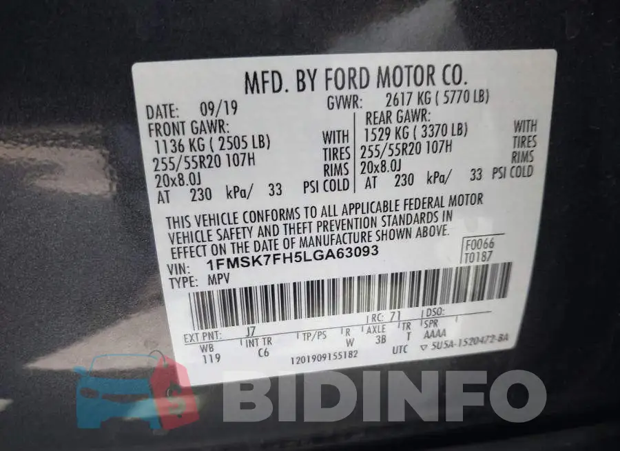 1FMSK7FH5LGA63093 Photo# 9