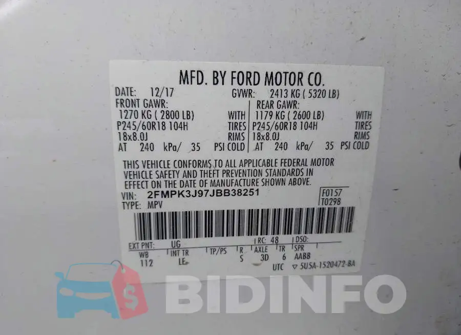 2FMPK3J97JBB38251 Photo# 9