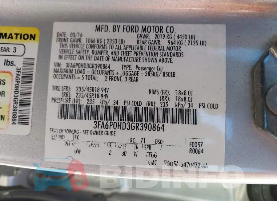 3FA6P0HD3GR390864 Photo# 9