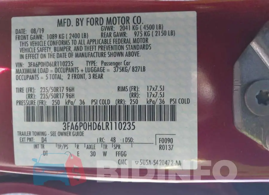 3FA6P0HD6LR110235 Photo# 9