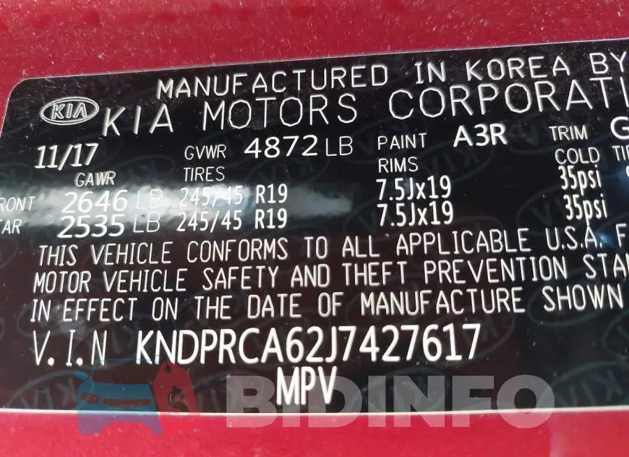 KNDPRCA62J7427617 Photo# 9