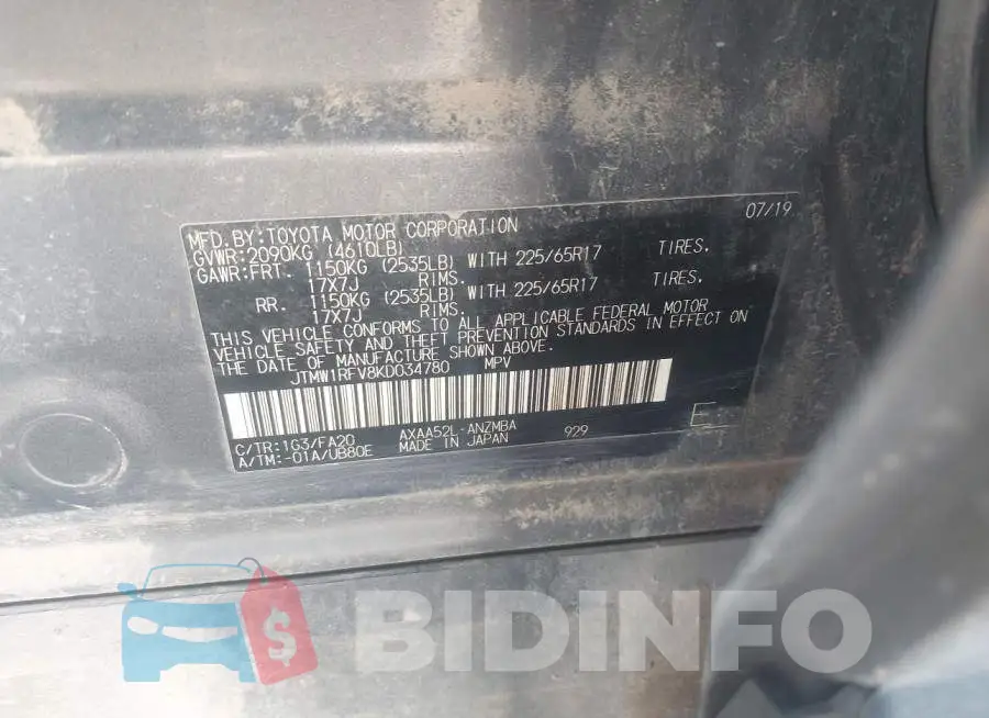 JTMW1RFV8KD034780 Photo# 9