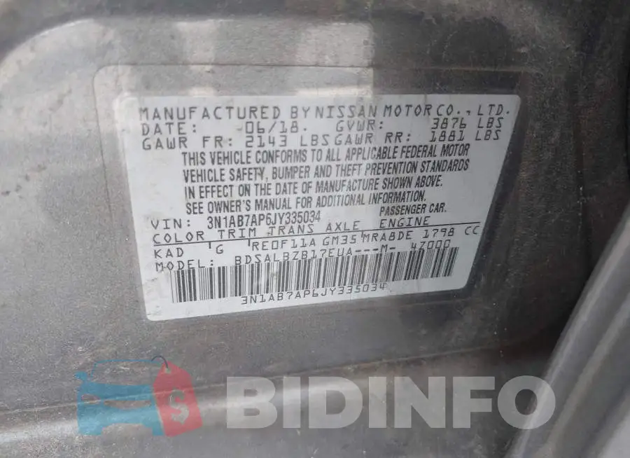 3N1AB7AP6JY335034 Photo# 9