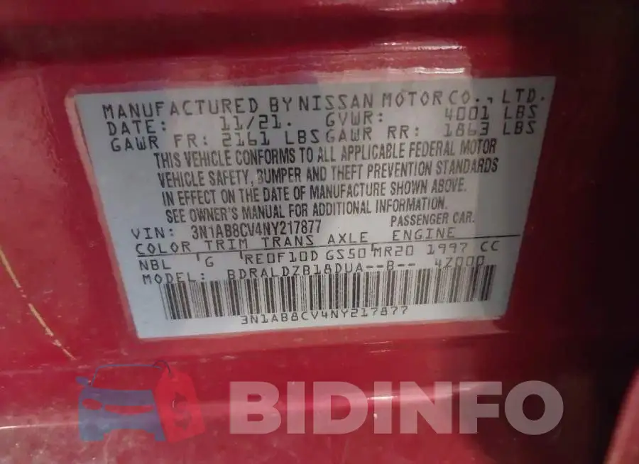 3N1AB8CV4NY217877 Photo# 9