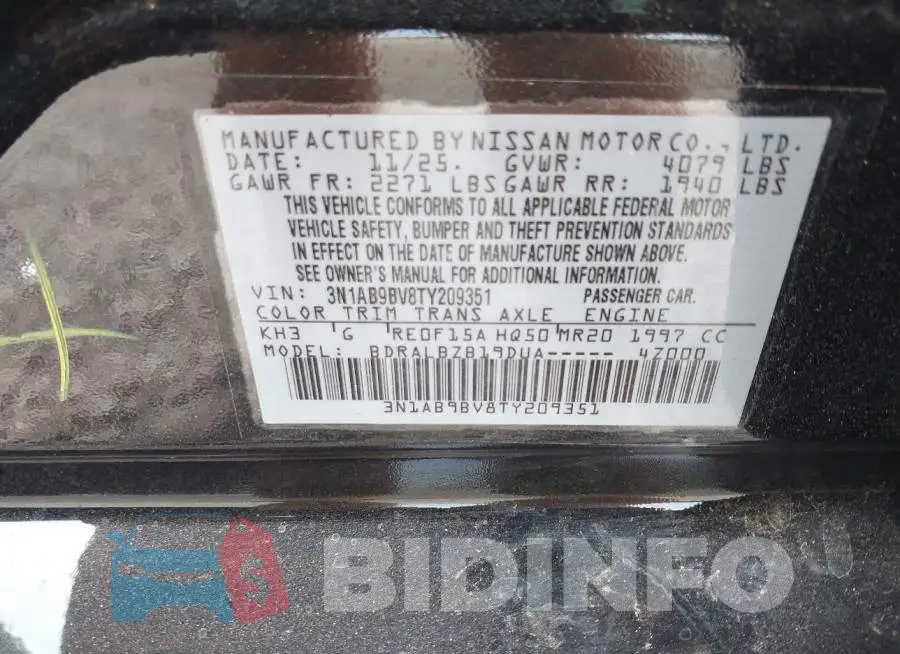 3N1AB9BV8TY209351 Photo# 9
