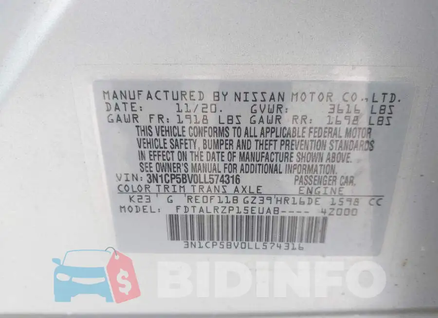 3N1CP5BV0LL574316 Photo# 9