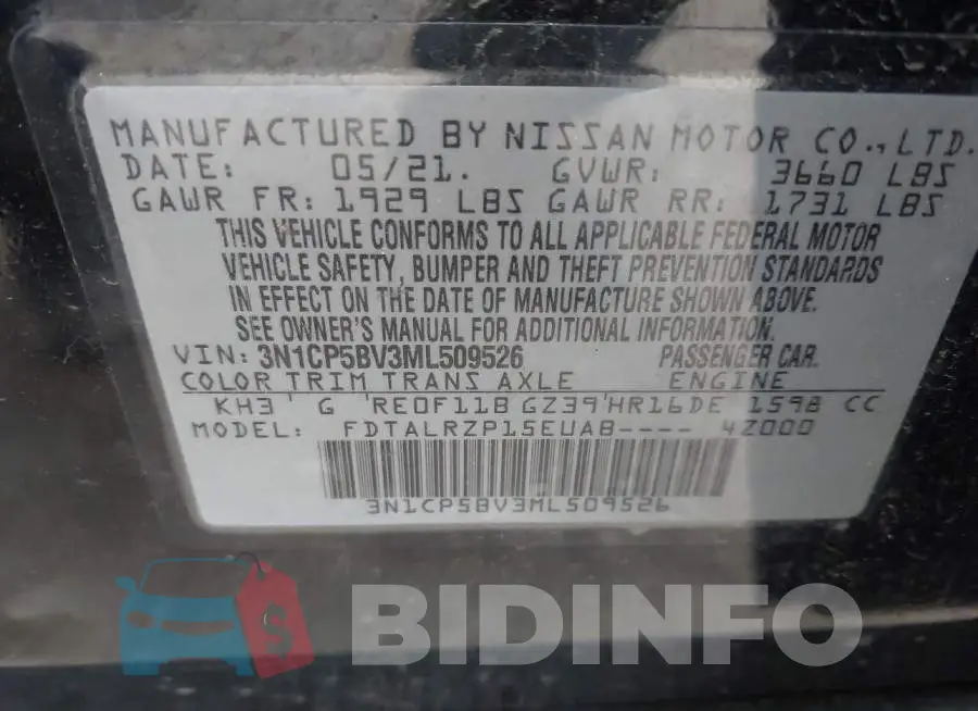 3N1CP5BV3ML509526 Photo# 9
