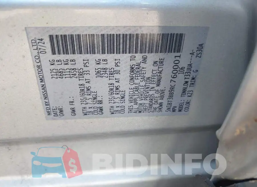 5N1BT3BB9RC760001 Photo# 9