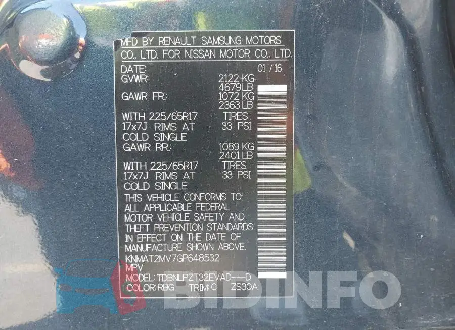KNMAT2MV7GP648532 Photo# 9