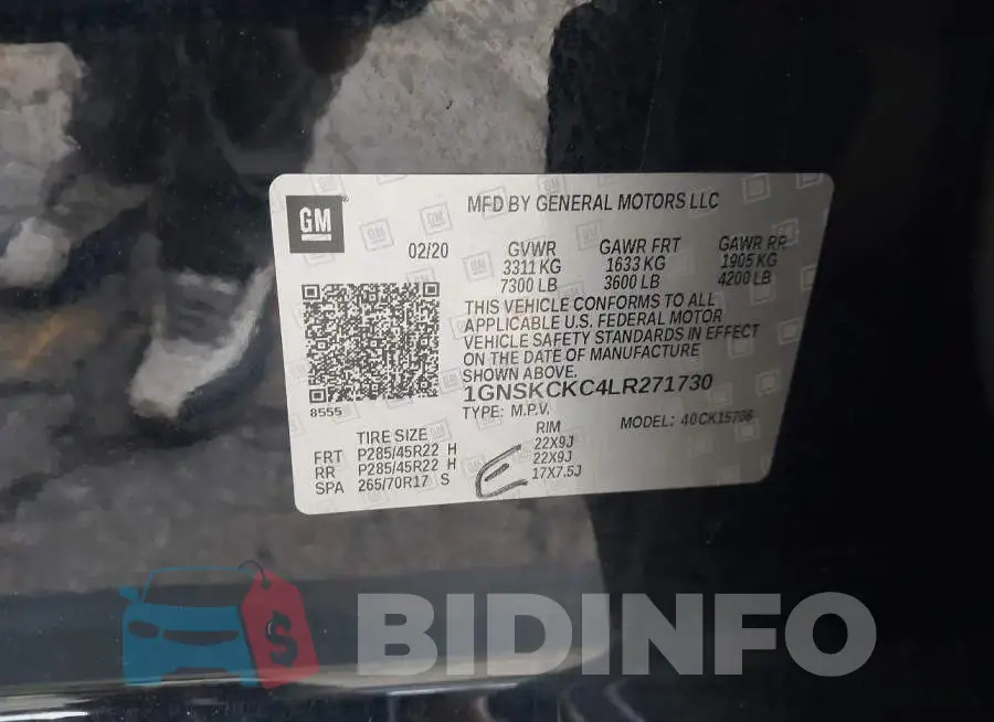 1GNSKCKC4LR271730 Photo# 9