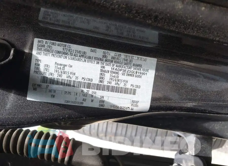 1FADP3E23GL219901 Photo# 9