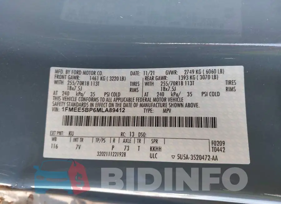 1FMEE5BP6MLA89412 Photo# 9