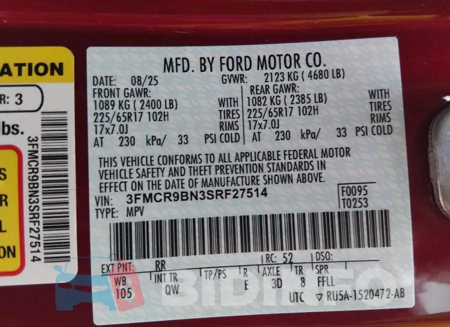 3FMCR9BN3SRF27514 Photo# 9