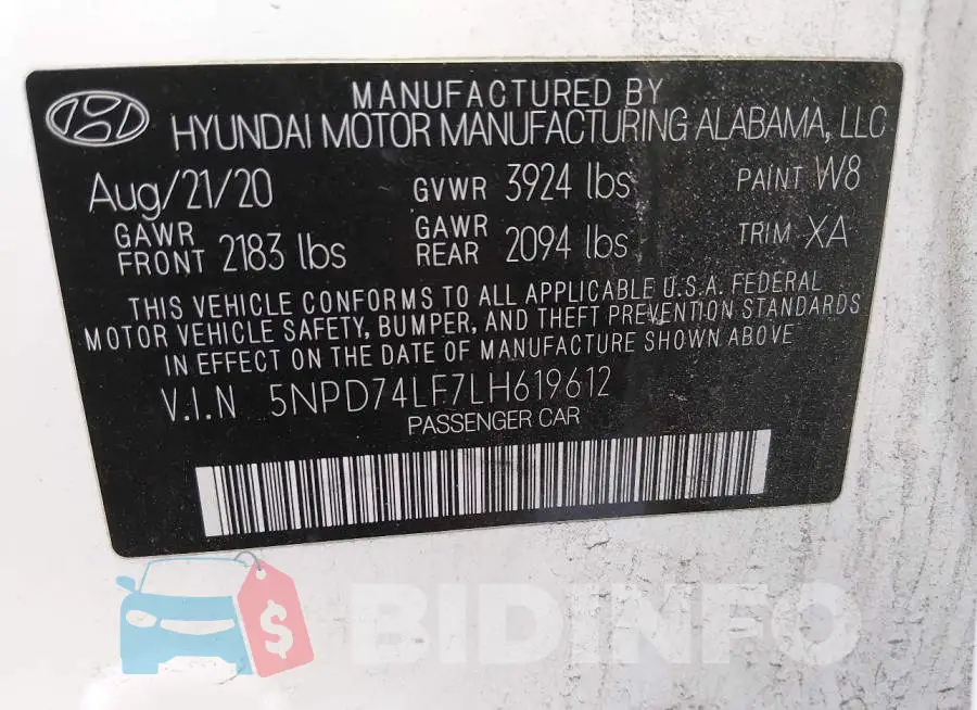 5NPD74LF7LH619612 Photo# 9