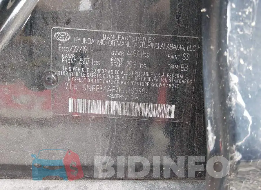 5NPE34AF7KH780382 Photo# 9