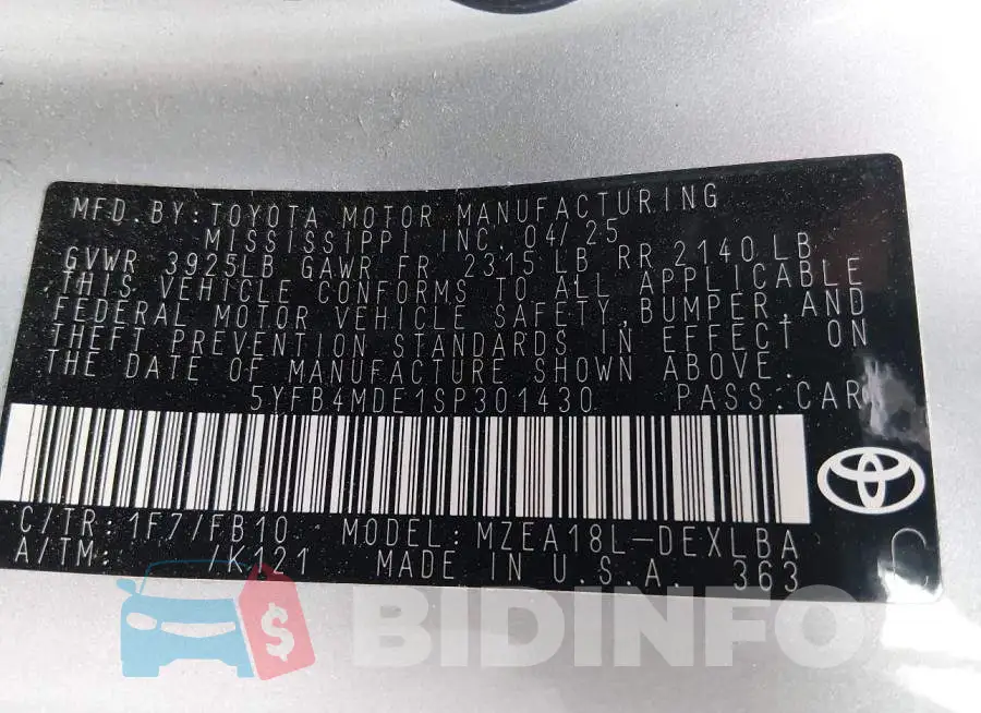5YFB4MDE1SP301430 Photo# 9