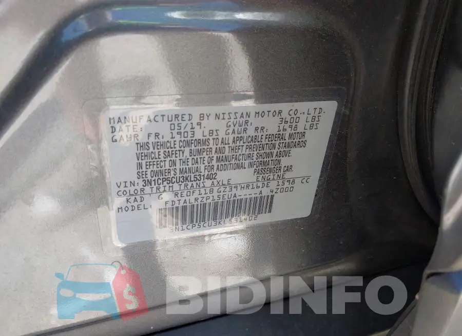 3N1CP5CU3KL531402 Photo# 9