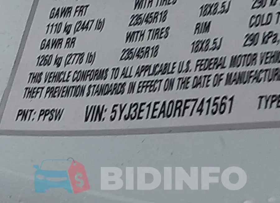 5YJ3E1EA0RF741561 Photo# 9
