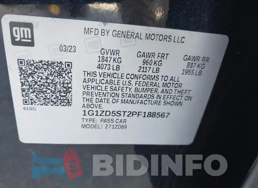 1G1ZD5ST2PF188567 Photo# 9
