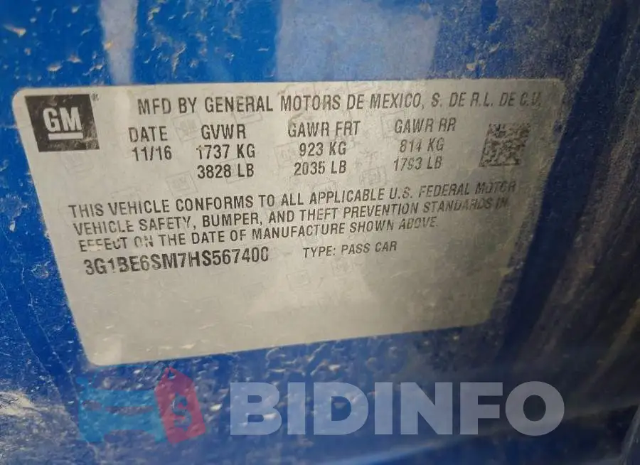 3G1BE6SM7HS567400 Photo# 9