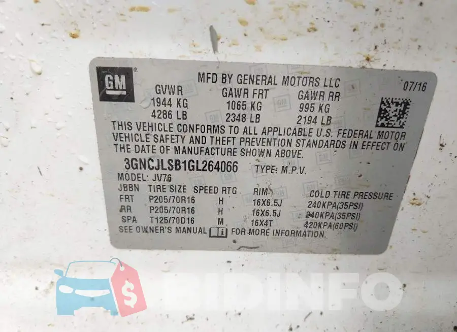 3GNCJLSB1GL264066 Photo# 9