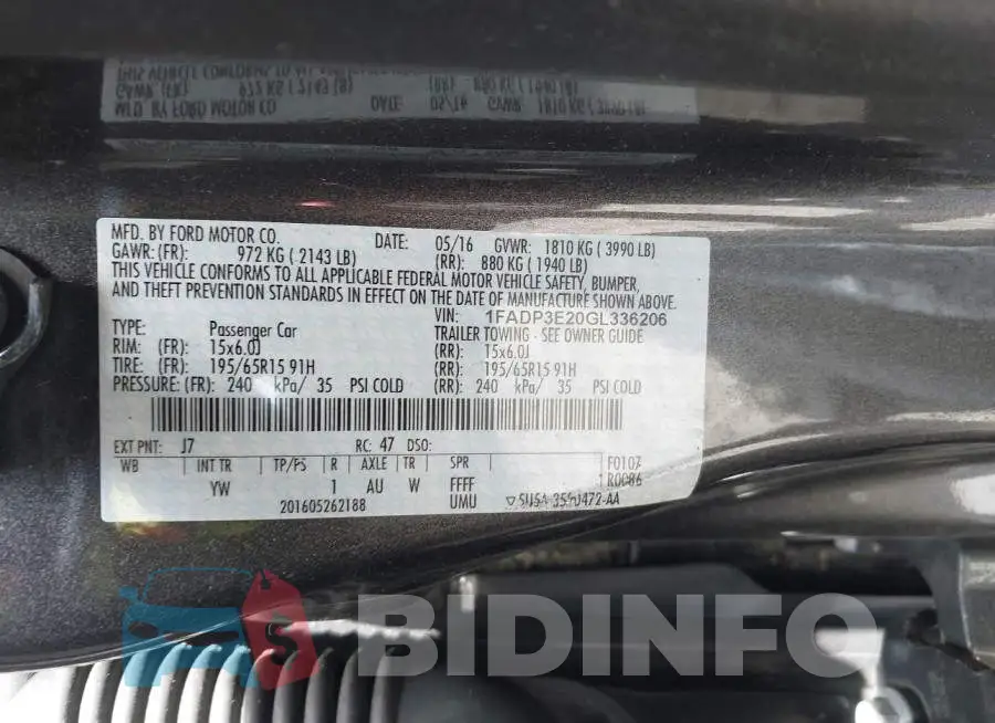 1FADP3E20GL336206 Photo# 9