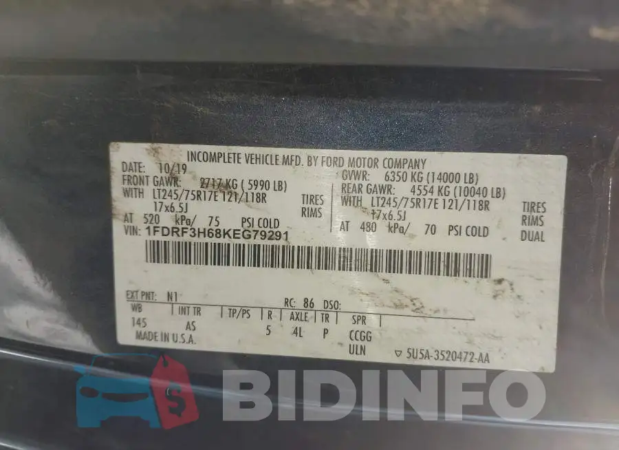 1FDRF3H68KEG79291 Photo# 8