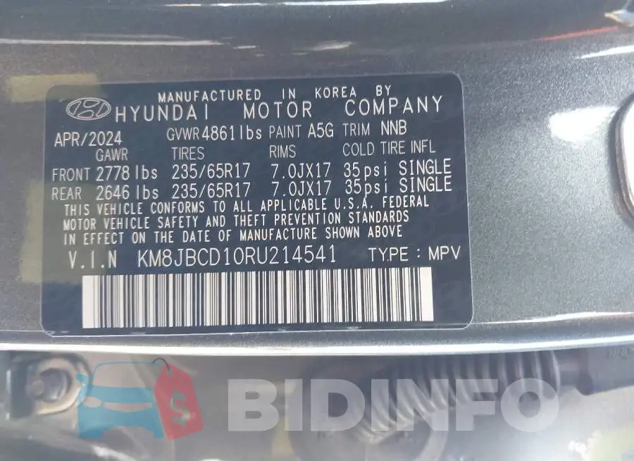 KM8JBCD10RU214541 Photo# 9