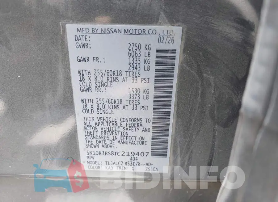 5N1DR3BS8TC219407 Photo# 9