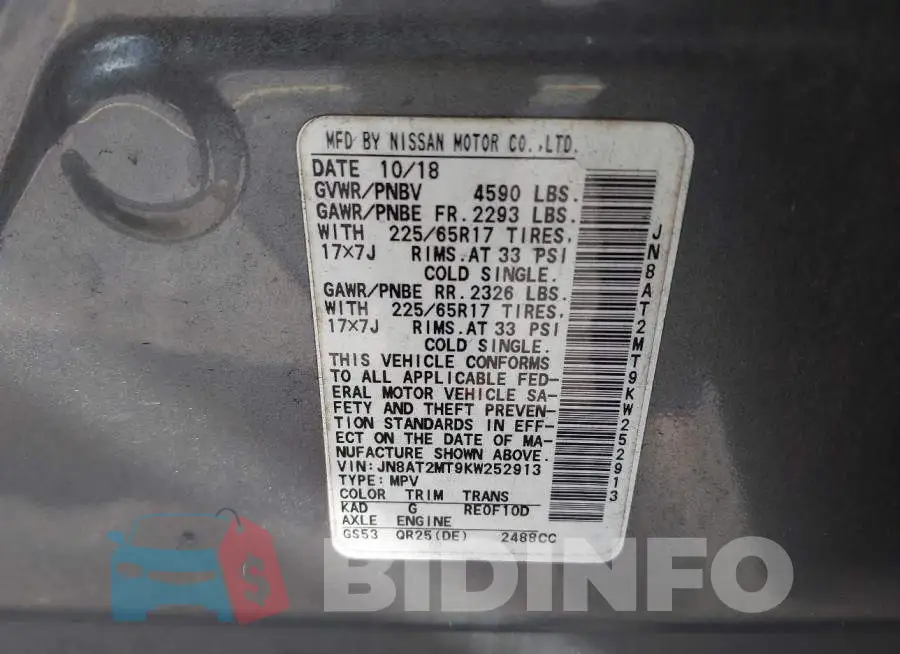 JN8AT2MT9KW252913 Photo# 9