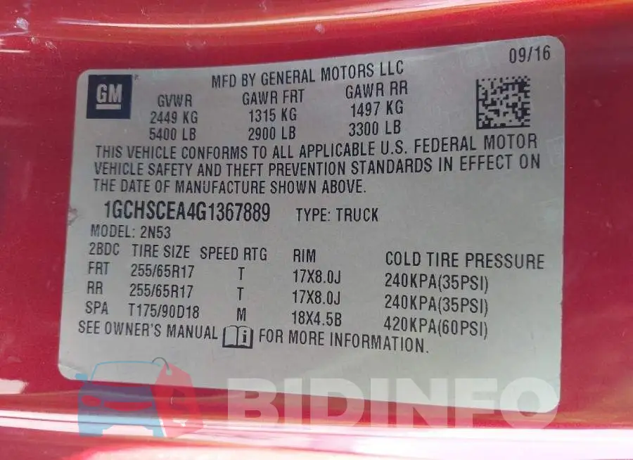 1GCHSCEA4G1367889 Photo# 9