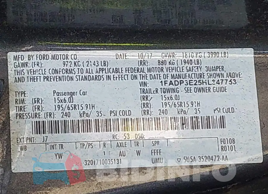 1FADP3E25HL347753 Photo# 9