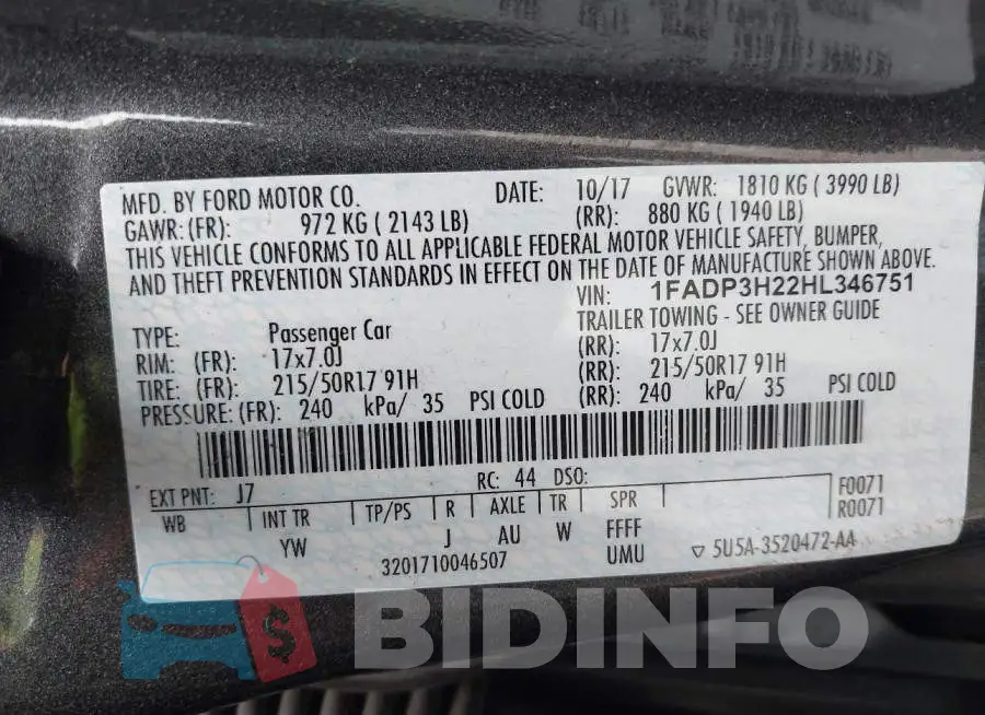 1FADP3H22HL346751 Photo# 9