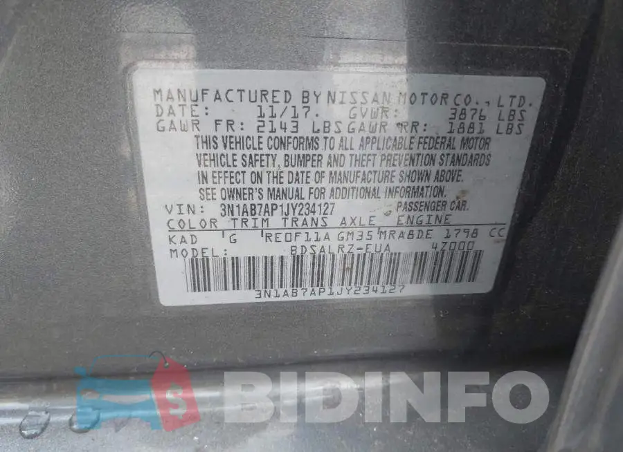 3N1AB7AP1JY234127 Photo# 9