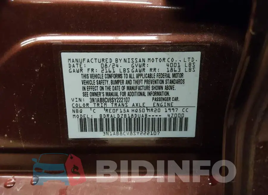 3N1AB8CV8SY222107 Photo# 9