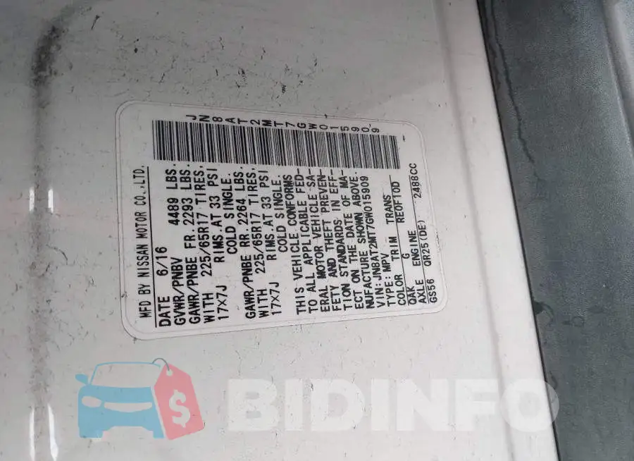 JN8AT2MT7GW015909 Photo# 9