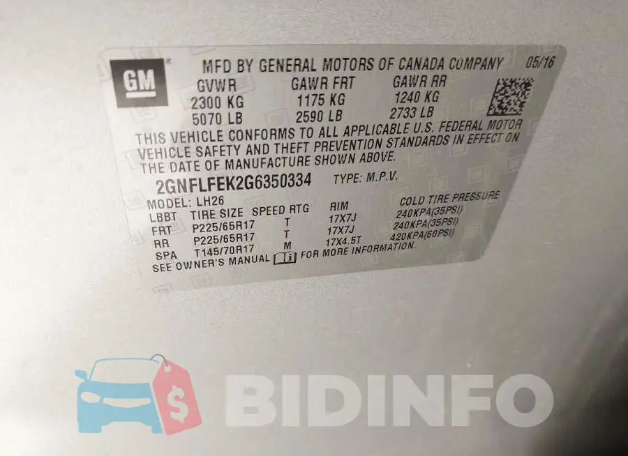 2GNFLFEK2G6350334 Photo# 9
