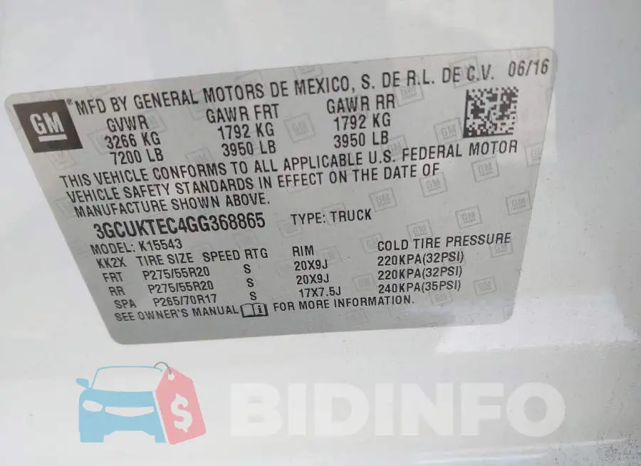 3GCUKTEC4GG368865 Photo# 9