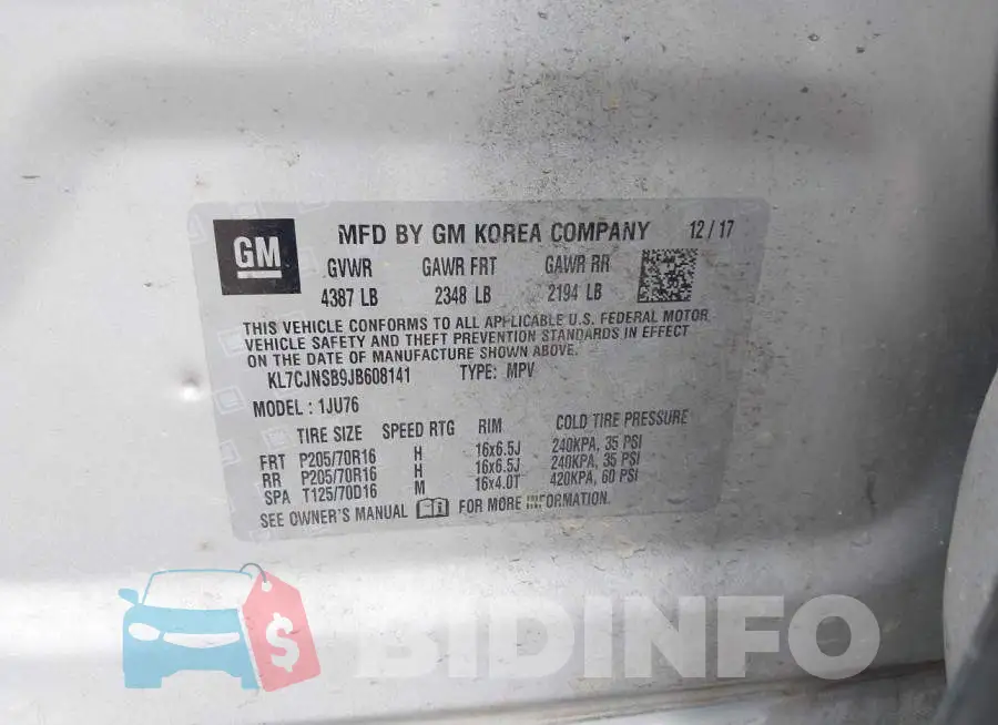 KL7CJNSB9JB608141 Photo# 9