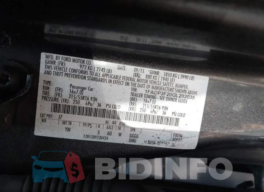 1FADP3F20GL202035 Photo# 9