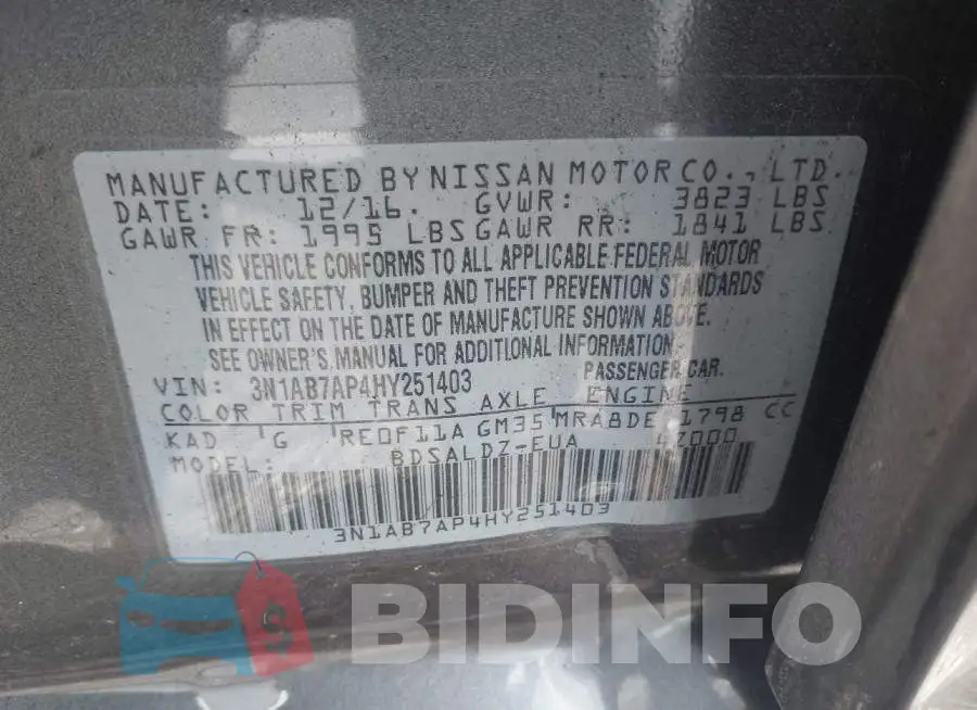 3N1AB7AP4HY251403 Photo# 9