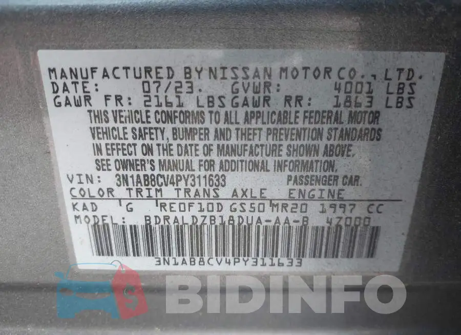 3N1AB8CV4PY311633 Photo# 9