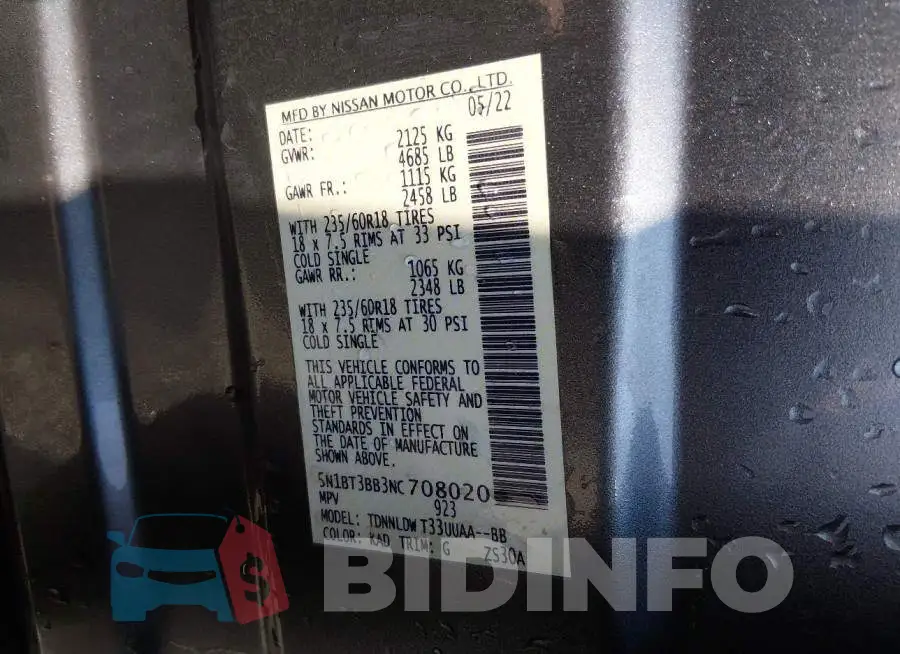 5N1BT3BB3NC708020 Photo# 9