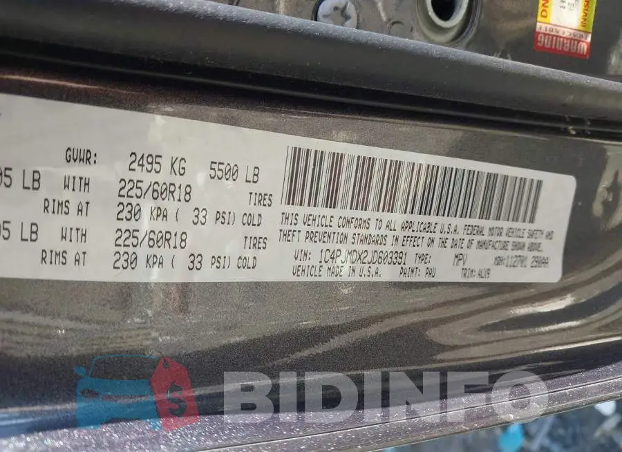 1C4PJMDX2JD603391 Photo# 9