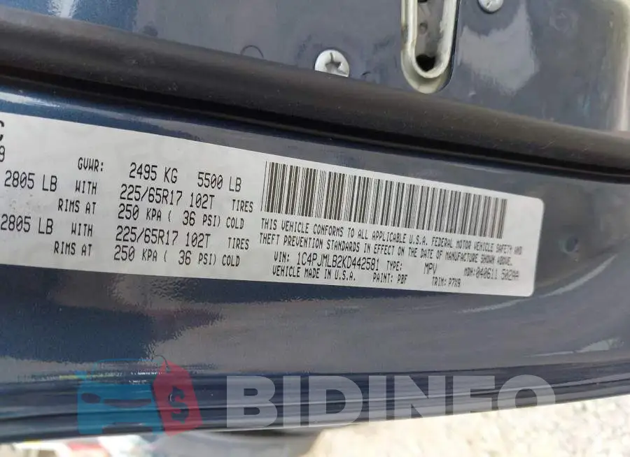 1C4PJMLB2KD442581 Photo# 9