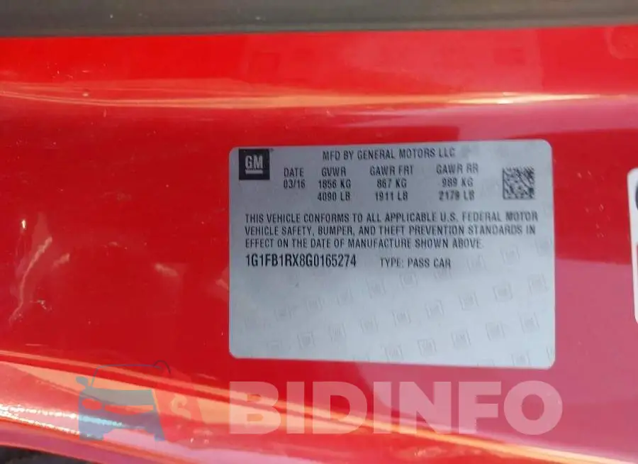 1G1FB1RX8G0165274 Photo# 9